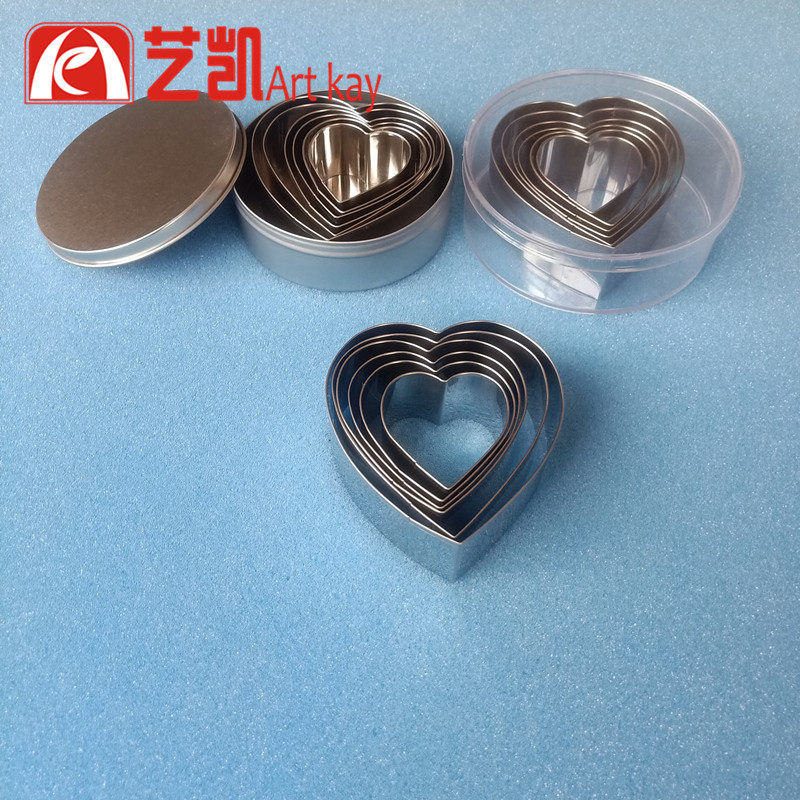 翻糖蛋糕装饰工具 心形切模6件套装430不锈钢diy烘焙饼干爱心压模