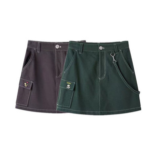 短裙针织半身裙女C1GED1301 绣花口袋A字裙23年春季 agaho联名