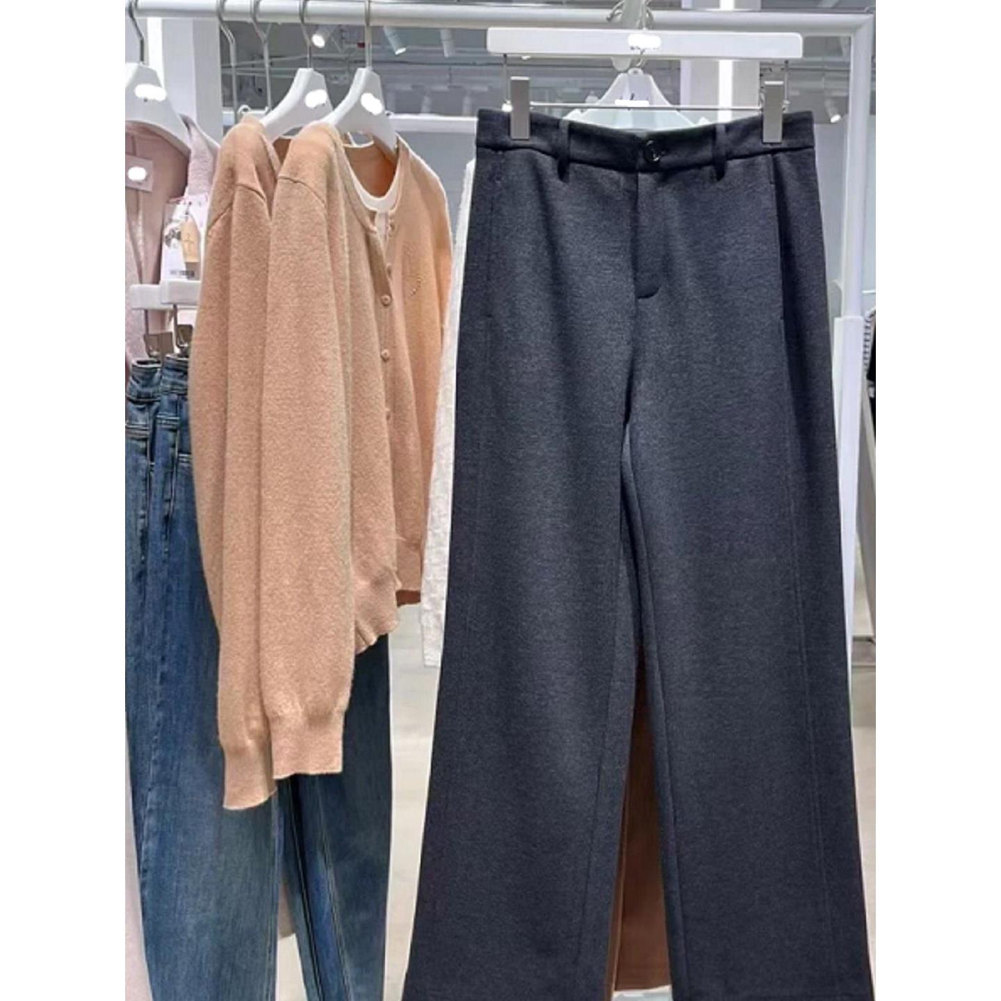 商场同款2025秋冬新款简约高级感通勤直筒休闲长裤女1GA252261