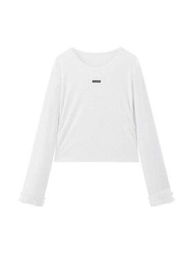 【商场同款】logo绣标修身长袖T恤夏新款白色打底衫女C1CPG2117