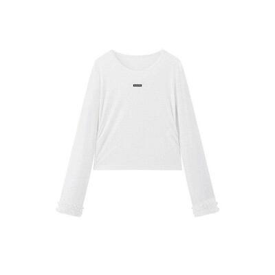 【商场同款】logo绣标修身长袖T恤夏新款白色打底衫女C1CPG2117