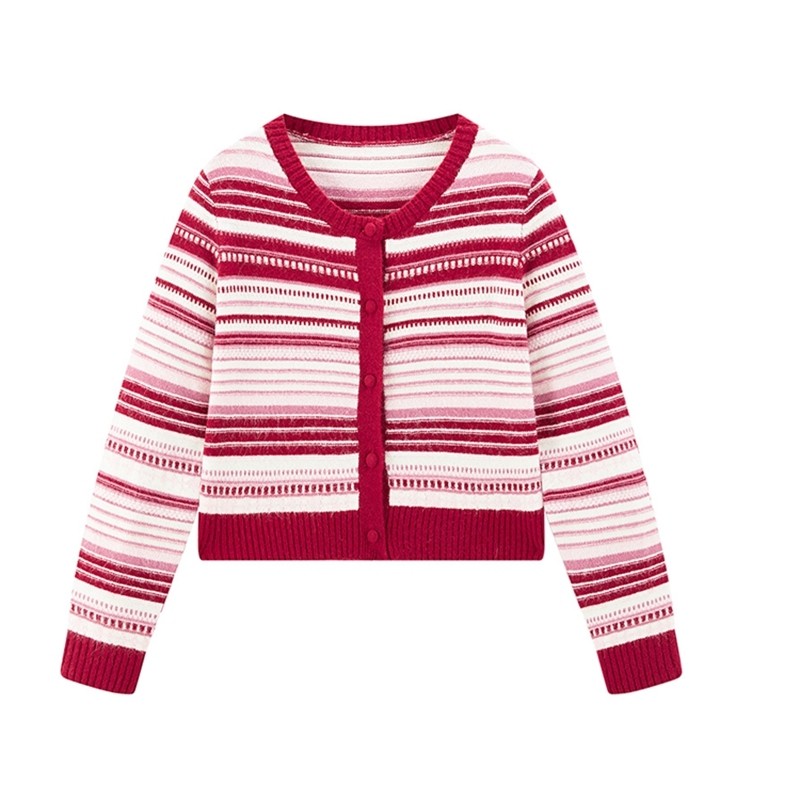 【商场同款】甜美条纹圆领线开衫25年春季新款毛衣外套C1EDF1223,女装/女士精品,毛针织衫,淘宝优惠券,粉丝福利购,淘宝优惠卷