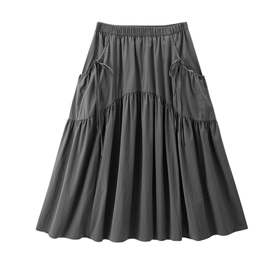 【商场同款】2025蝴蝶结大摆伞裙春款大口袋装饰半身裙C2GFF1509*