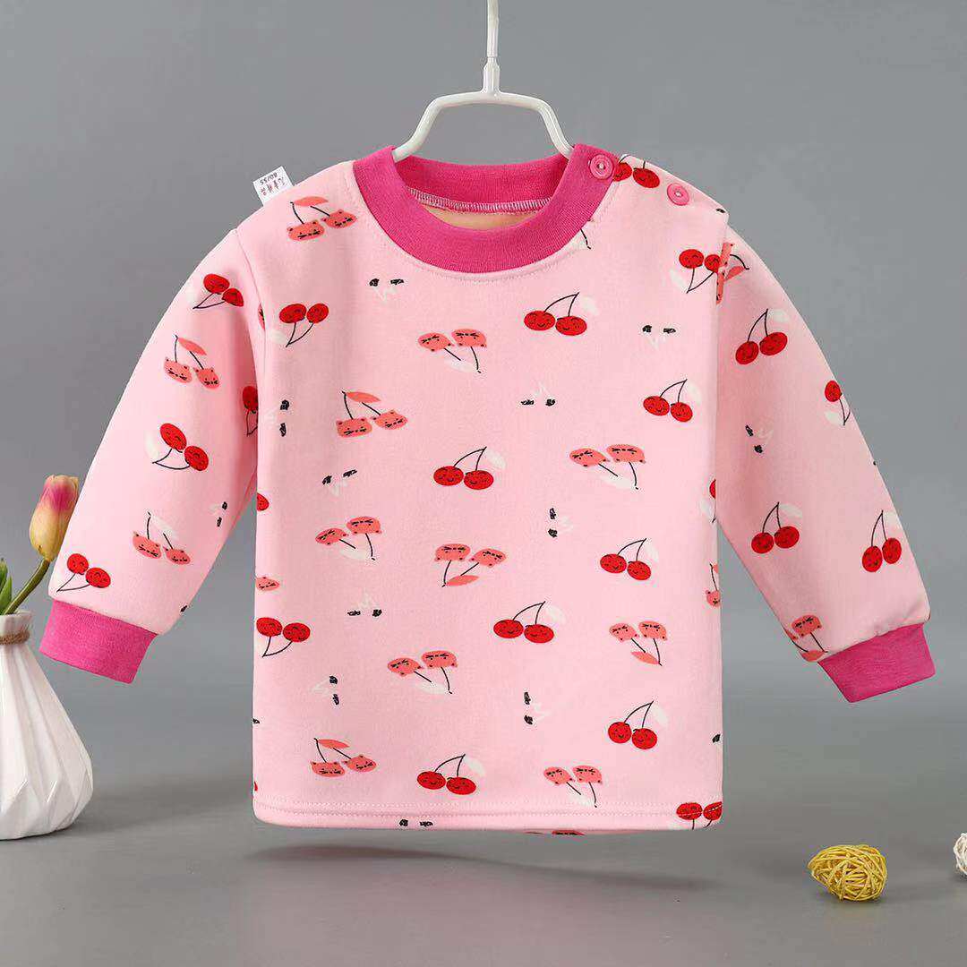 BOYS AND GIRLS PLUS VELVET WARM ONE-PIECE TOPS FOR BABY AUTUMN AND WINTER THICKENING BOTTOMING AUTUMN CLOTHES BABY PAJAMAS LONG-SLEEVED UNDERWEAR