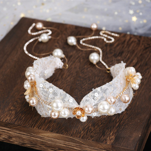 2020新款 手工珍珠超仙简约发带结婚发饰婚纱礼服配饰 新娘头饰韩式