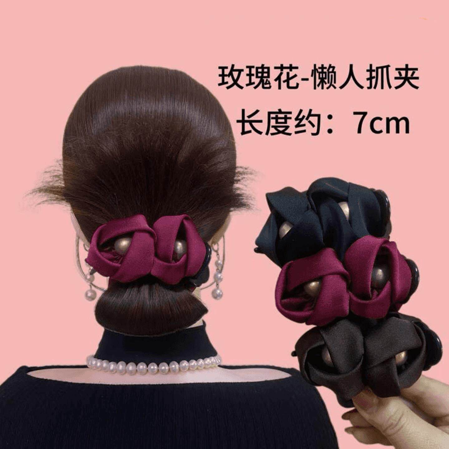 优雅气质精致玫瑰花抓夹女后脑勺盘发夹高级感发饰百搭中号发卡子