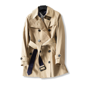 24年秋新轻奢高D经典双排扣防水处理珠光斜纹棉修身风衣防风外套