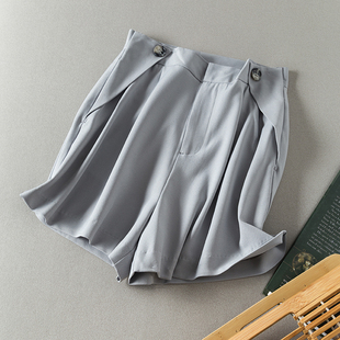 热裤 立显大长腿 短裤 休闲西装 女夏 显瘦高腰别致腰袢设计阔腿版