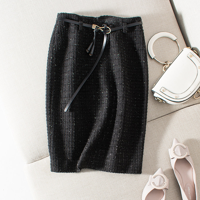 名媛轻淑 气质路线 银葱嵌闪小香风花呢及膝包臀半身裙秋冬小黑裙,女装/女士精品,半身裙,淘宝优惠券,粉丝福利购,淘宝优惠卷