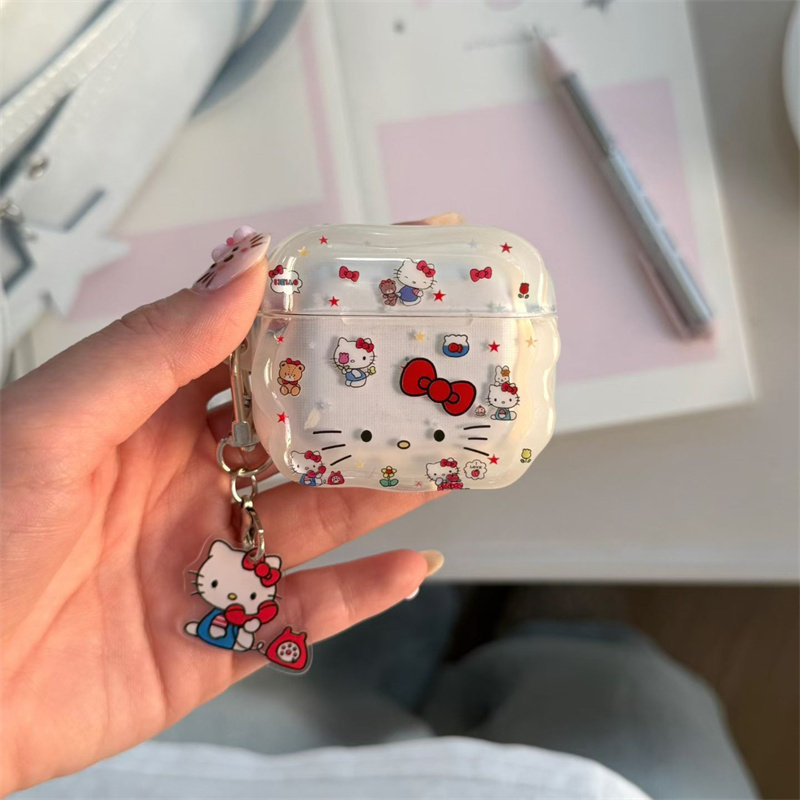 ins日韩卡通打电话凯蒂猫可爱苹果1蓝牙2代适用耳机壳airpods3女款pro2高级感airpods4代pro3代保护套