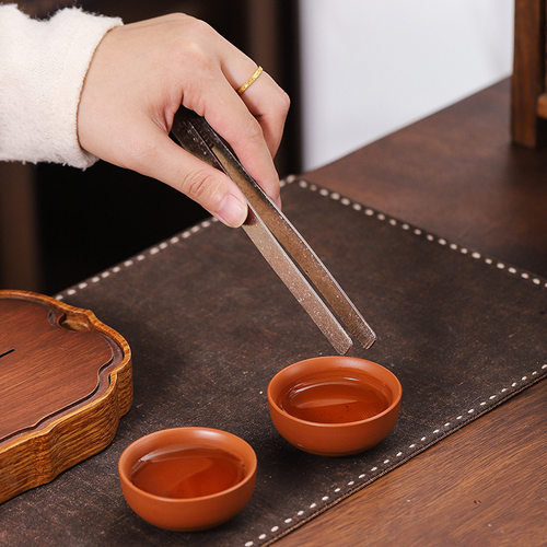 高档纯钛茶夹茶杯钳子家用复古结