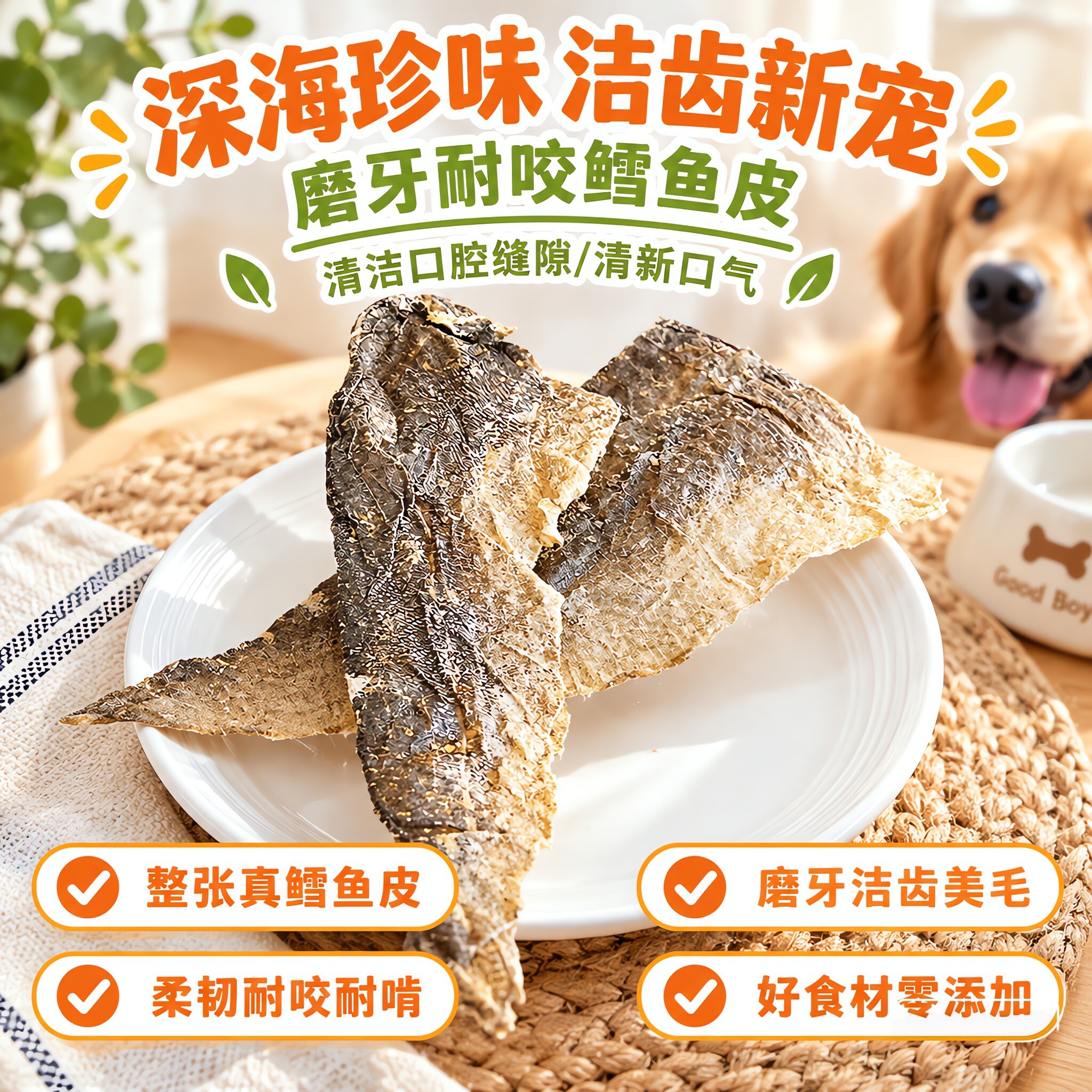 自制风干宠物零食狗磨牙棒耐咬鳕鱼皮小狗洁齿骨哈士奇泰迪训练