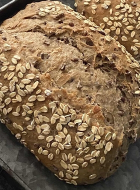 裸麦欧包素食黑麦仁全麦面包未加油粗粮轻脂无加糖早餐全谷物食物