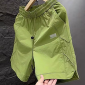 新款 潮牌速干休闲短裤 男时尚 夏季 宽松百搭激光打孔透气冰丝五分裤