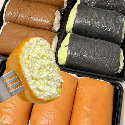 老式奶油面包奶油卷蛋糕小零食下午茶甜品网红黑金抹茶卷瑞士卷