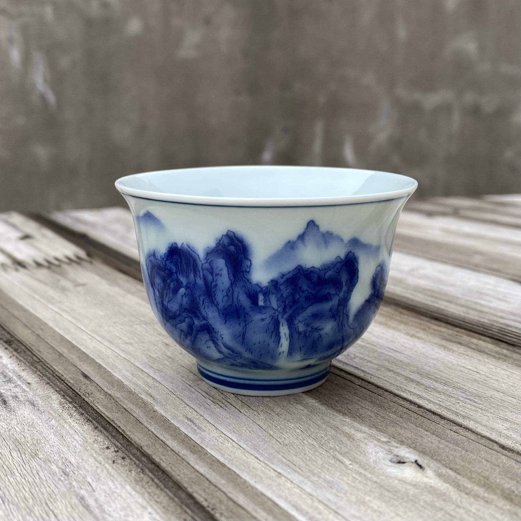 千里江山青花瓷喝茶杯陶瓷单个景德镇功夫茶具主人杯客人品茗杯子