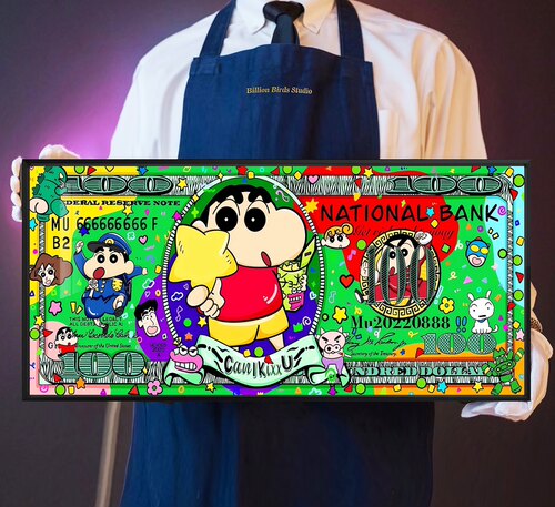 蜡笔小新美金动感超人招财潮流装饰画