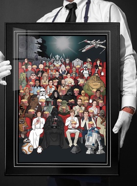 星球大战StarWars天行者黑武士曼达洛人全家福装饰画