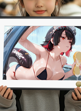 绝区零鲨鱼女仆艾莲·乔比基尼湿身擦车周边装饰画