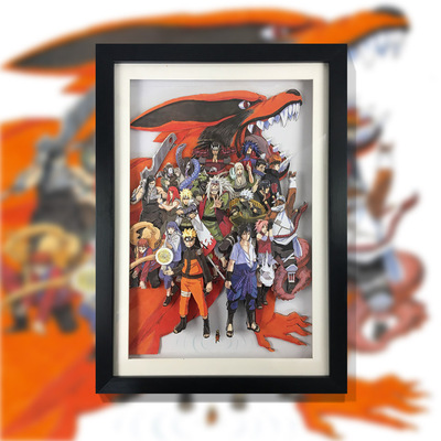日本动漫 海报 原画扉页 全家福合集 佐助鸣人 3D立体装饰画 送礼