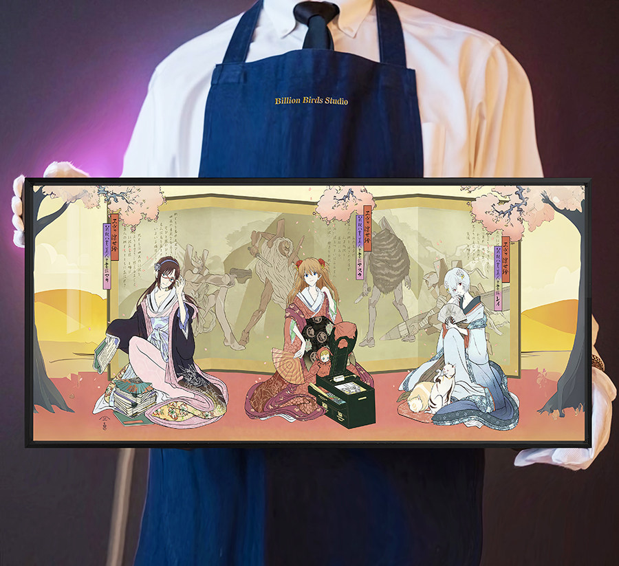 浮世绘EVA绫波丽明日香真希波鼠标垫装饰画