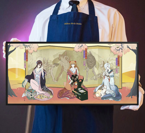 浮世绘EVA绫波丽明日香真希波鼠标垫装饰画