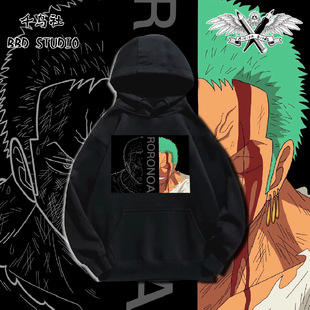 千鸟社 海贼王 ONEPIECE 索隆原色原创动漫联名款连帽卫衣加绒T恤