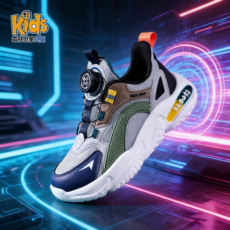 正品男童鞋子2026春秋款中小童网面透气软底老爹鞋轻便运动鞋男孩