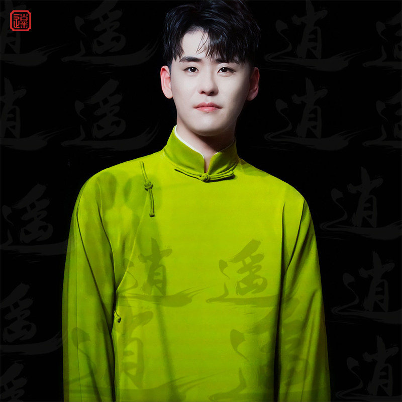 REPUBLICAN STYLE MENS SLANTED PLACKET MENS CHINESE STYLE ROBE HORSE COAT CHINESE GROOMSMAN COSTUME STAGE PERFORMANCE CROSSTALK COAT