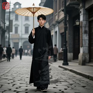 民国风长衫大褂男长袍马褂相声大褂话剧中式拜年服年会演出伴郎服