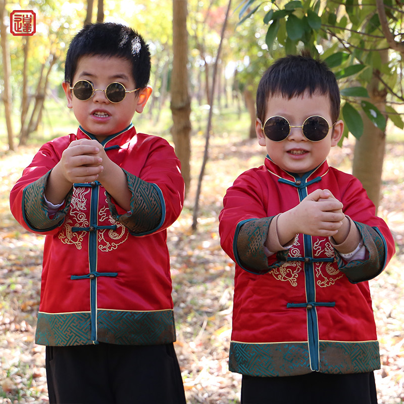 中国风男童唐装春季2025新款儿童周岁礼服男宝宝中式汉服上衣