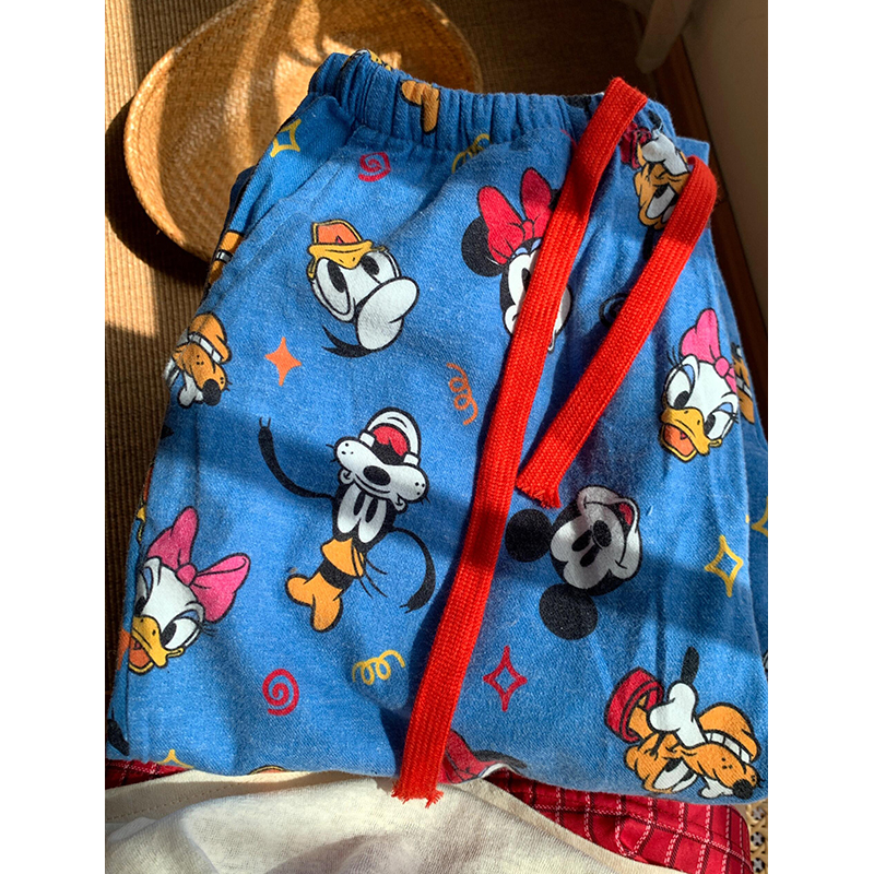 可爱蓝底米奇睡裤女夏天舒适纯棉