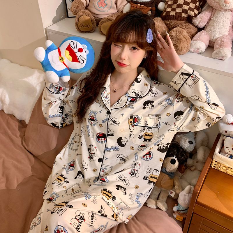 可爱卡通哆啦A梦睡衣女款春秋季