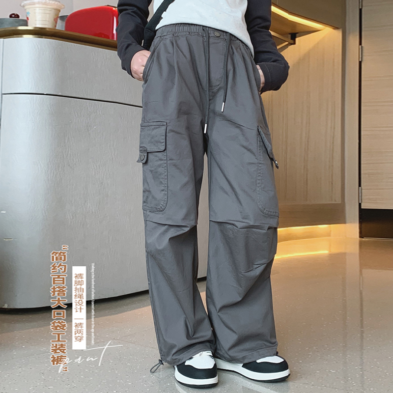 女童工装裤春秋款2025新款韩版中大童炸街运动百搭宽松休闲裤子潮