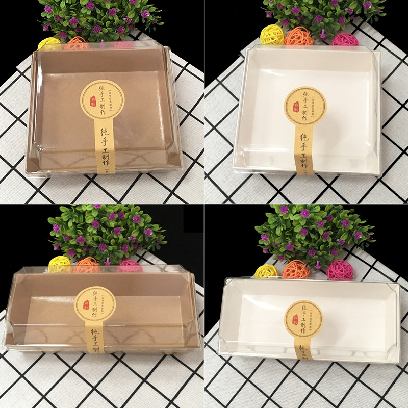 三明治蛋糕卷班戟手工饼干泡芙包装盒西点吸塑盒配手工贴纸100套