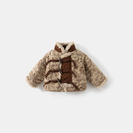 新中式盘扣加厚棉服男女宝宝秋冬保暖外套中国风唐装