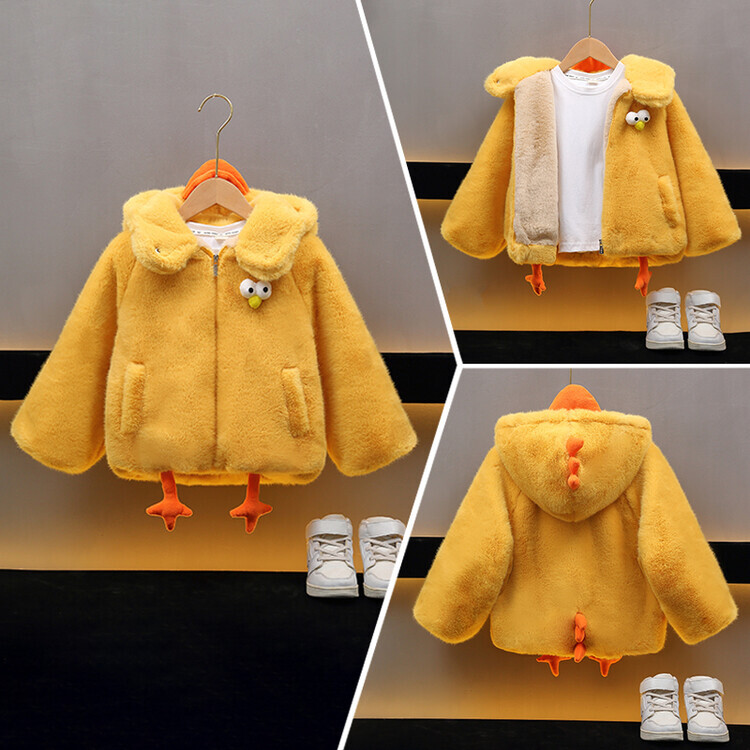 可爱小鸡连帽棉服冬装加厚棉衣