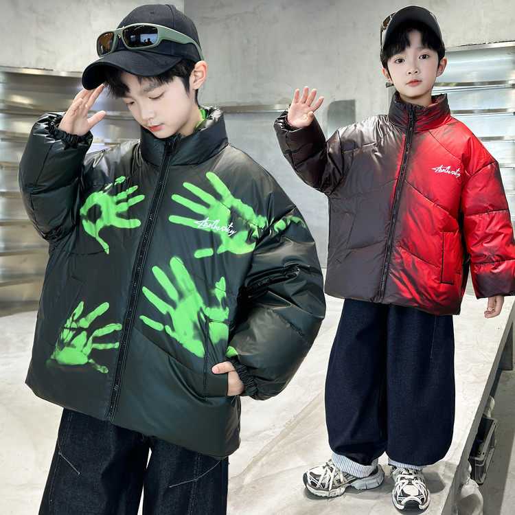 户外落肩袖常规PU皮羽绒服