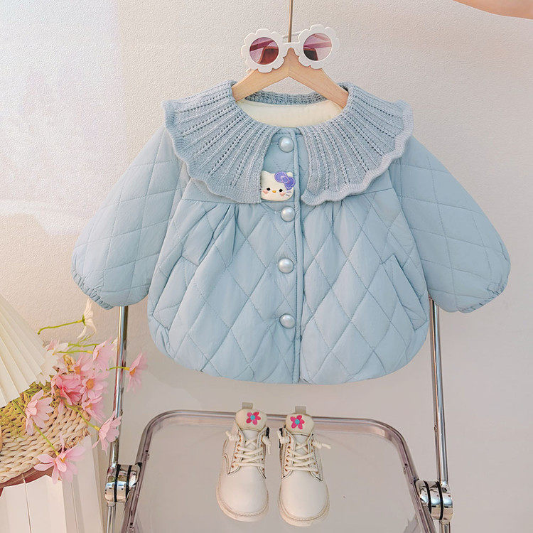 女童娃娃领加绒保暖棉服