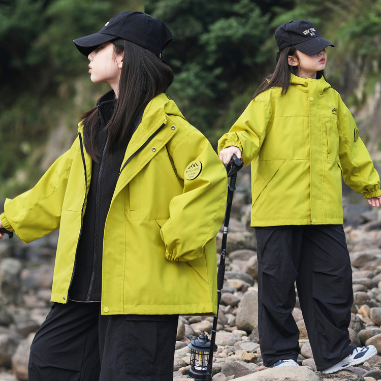 女童连帽防风防水冲锋衣春秋冬