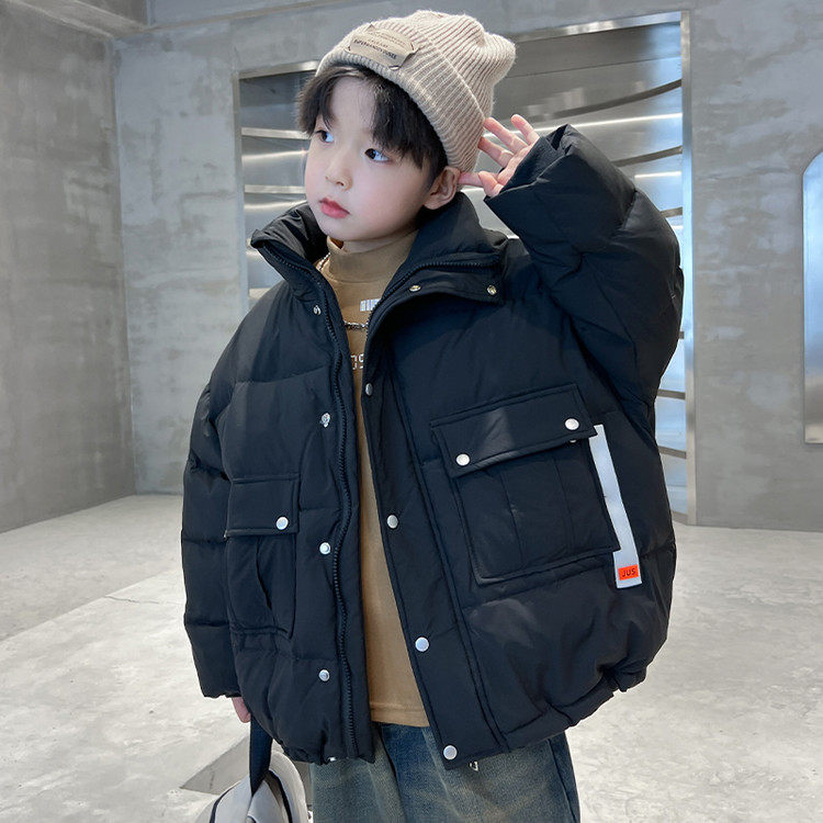 男童工装风厚款加绒羽绒服