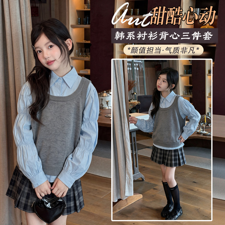 韩系学院风甜美少女三件套春秋冬
