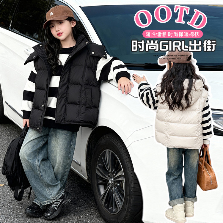 女童羽绒马甲2025新款