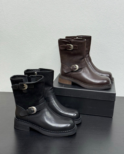 复古厚底扣带机车马丁瘦瘦靴子 2025新款 真皮靴子 Eadie Blair