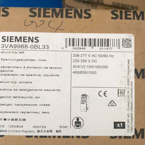 可维修西门子3VA9988-0BL33分励脱扣器，未使用，原包议价