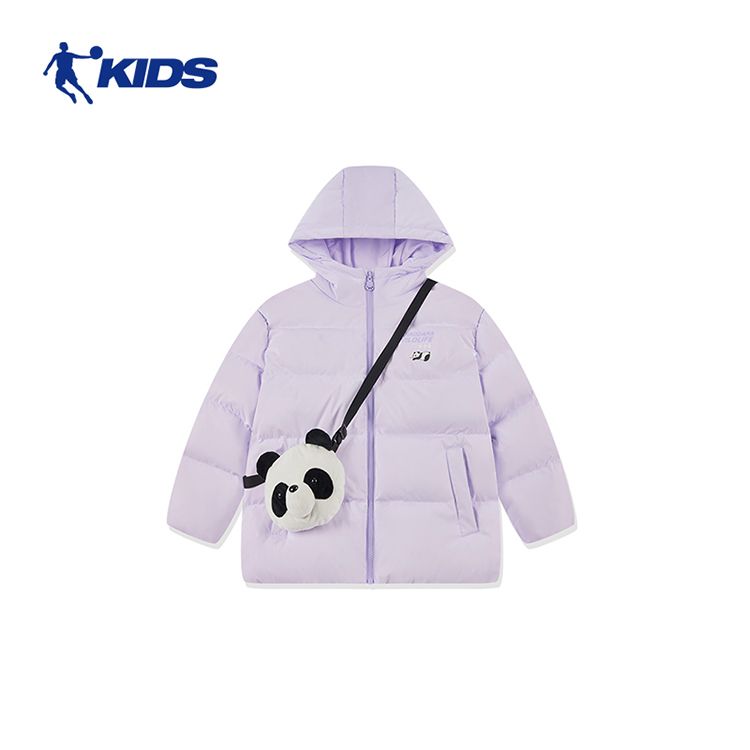 乔丹儿童羽绒服女童2024冬季新款加绒连帽保暖大童梭织羽绒风衣