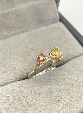 14k真金AU585双色彩金戒指孤品重量1.48克 标准码11号