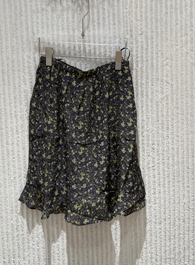 欧洲站2026夏新款淑女风碎花半身裙女显瘦不规则荷叶边中长裙2827