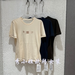 欧洲站2026夏新款实用主义字母印花短袖T恤女圆领上衣纯棉2689