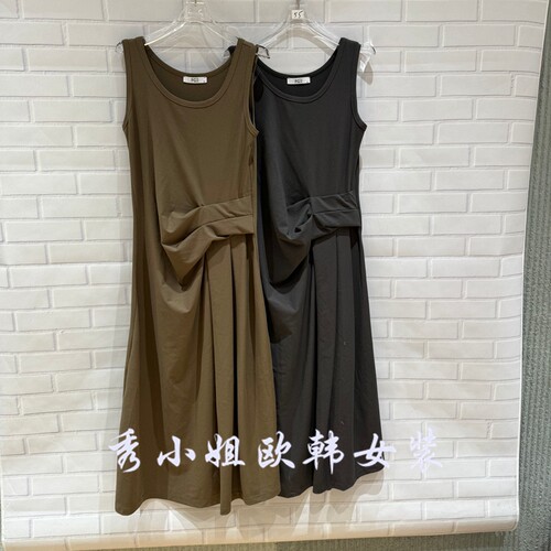 欧洲站2026夏新款PH23时尚百搭显瘦无袖背心连衣裙女潮长裙5489